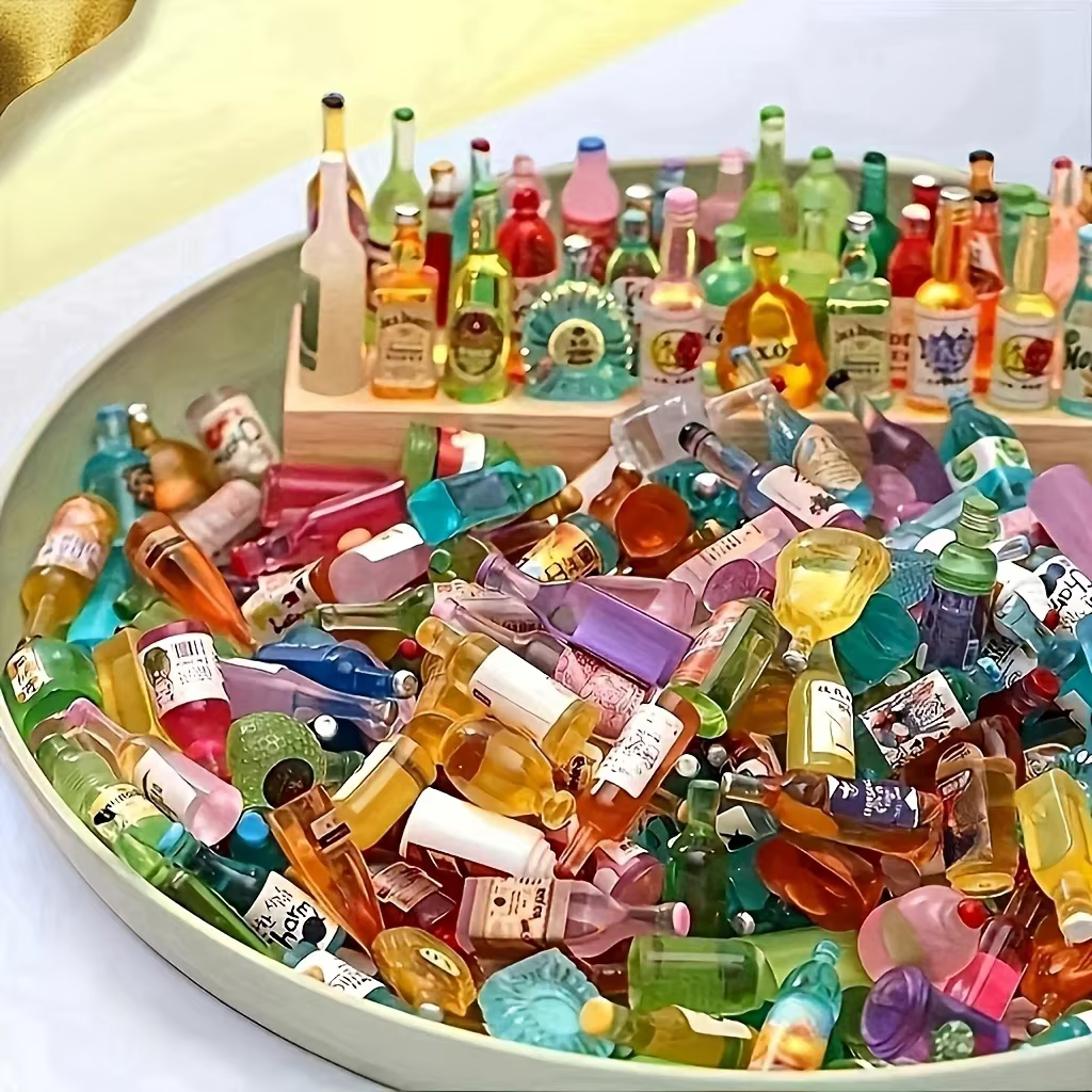 50 pièces de mini bouteille de boisson décoration de maison de poupée, bricolage étui de téléphone p