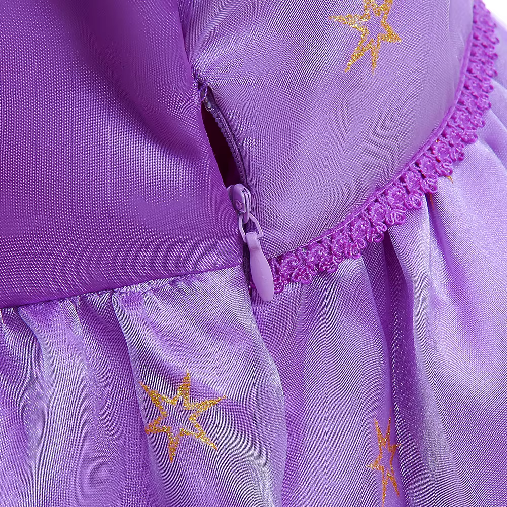 Robe de princesse Raiponce à lacets avec broderie dorée pour enfants, déguisement de cosplay pour fi