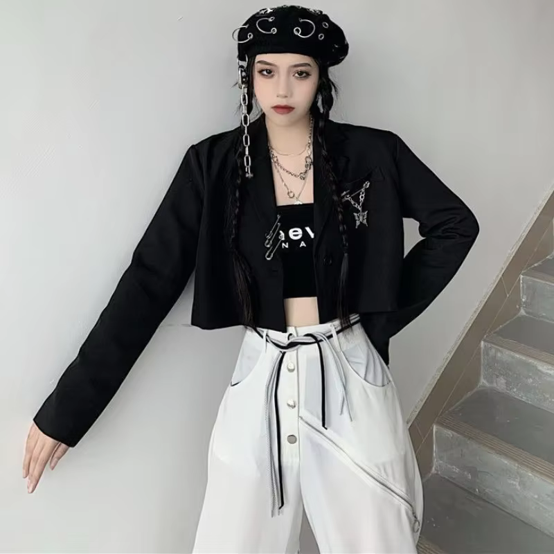 Cropped Blazers Femmes Designer JONotched Hipsters S-3XL Jeunesse Automne Ulzzang Streetwear Personn