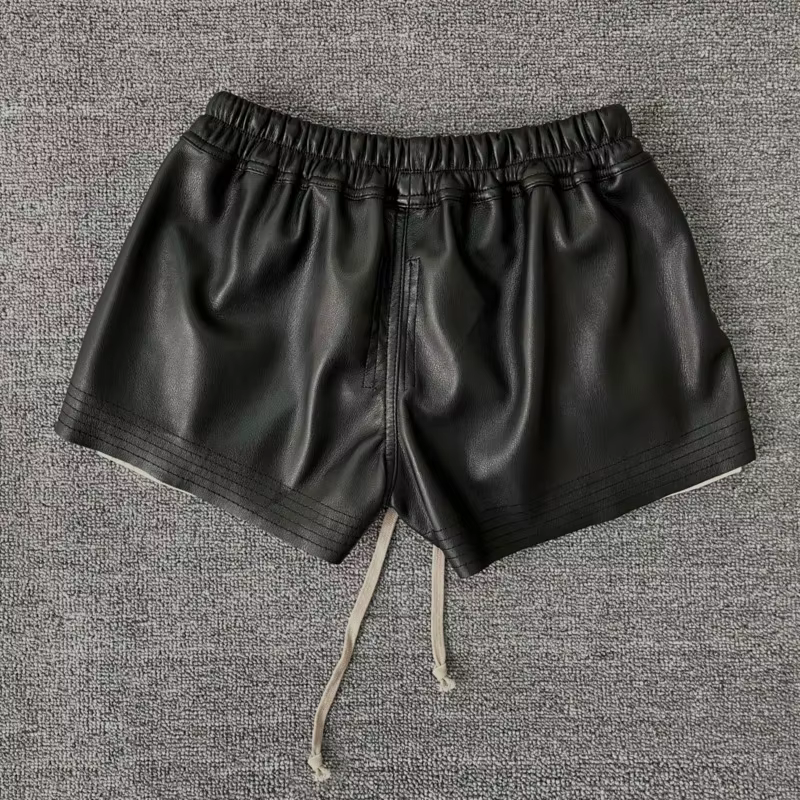 Shorts en cuir PU pour femmes HKSH 2026, style sombre RO, fente latérale, bloc de couleur, taille él