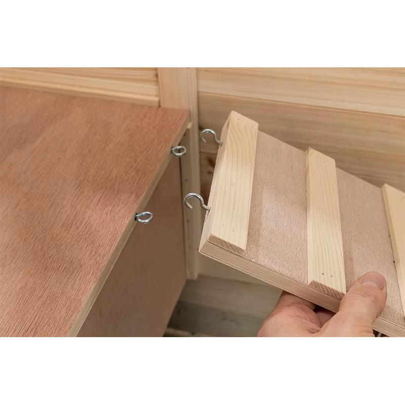 Lapin en bois à 2 niveaux pour l'extérieur, chalets avec rampe, roues, manipulation, mouvement, inst