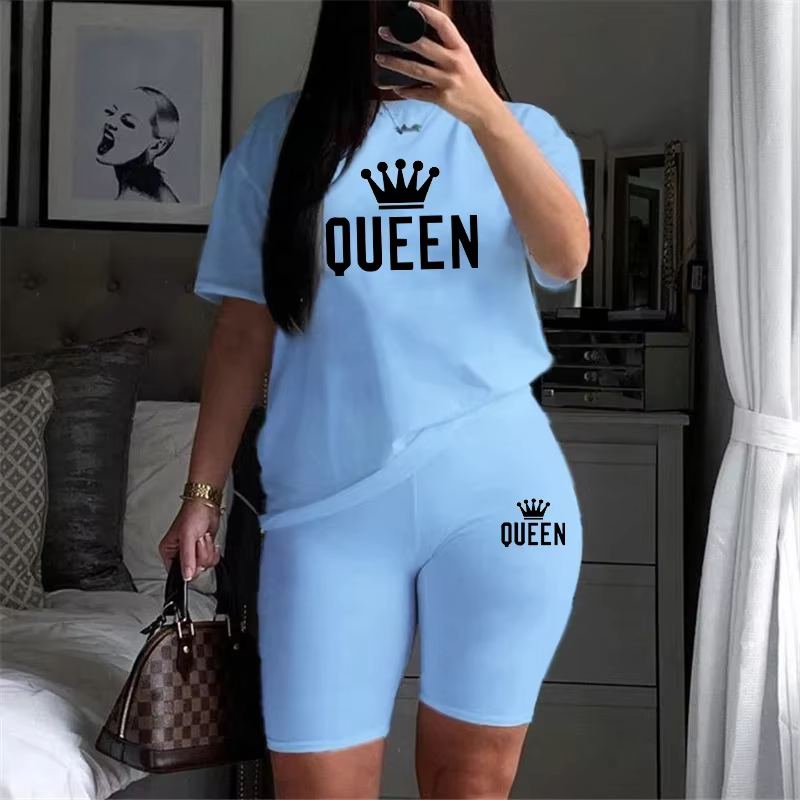 Ensemble de survêtement 2 pièces imprimé Queen pour femme, t-shirt et short, vêtements de sport déco