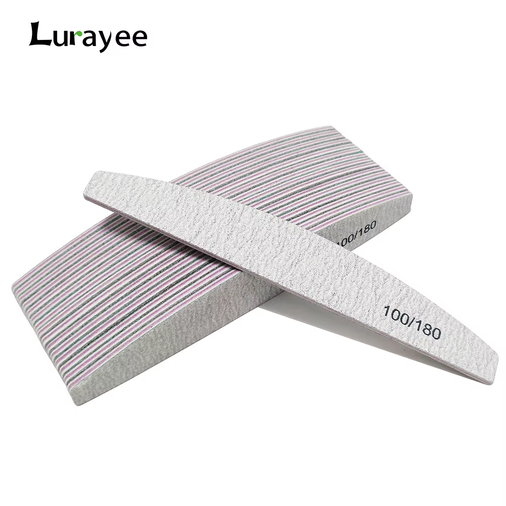 Tampon de lime à ongles 100/180 grain demi-lune limes à ongles Double face papier de verre ponçage d