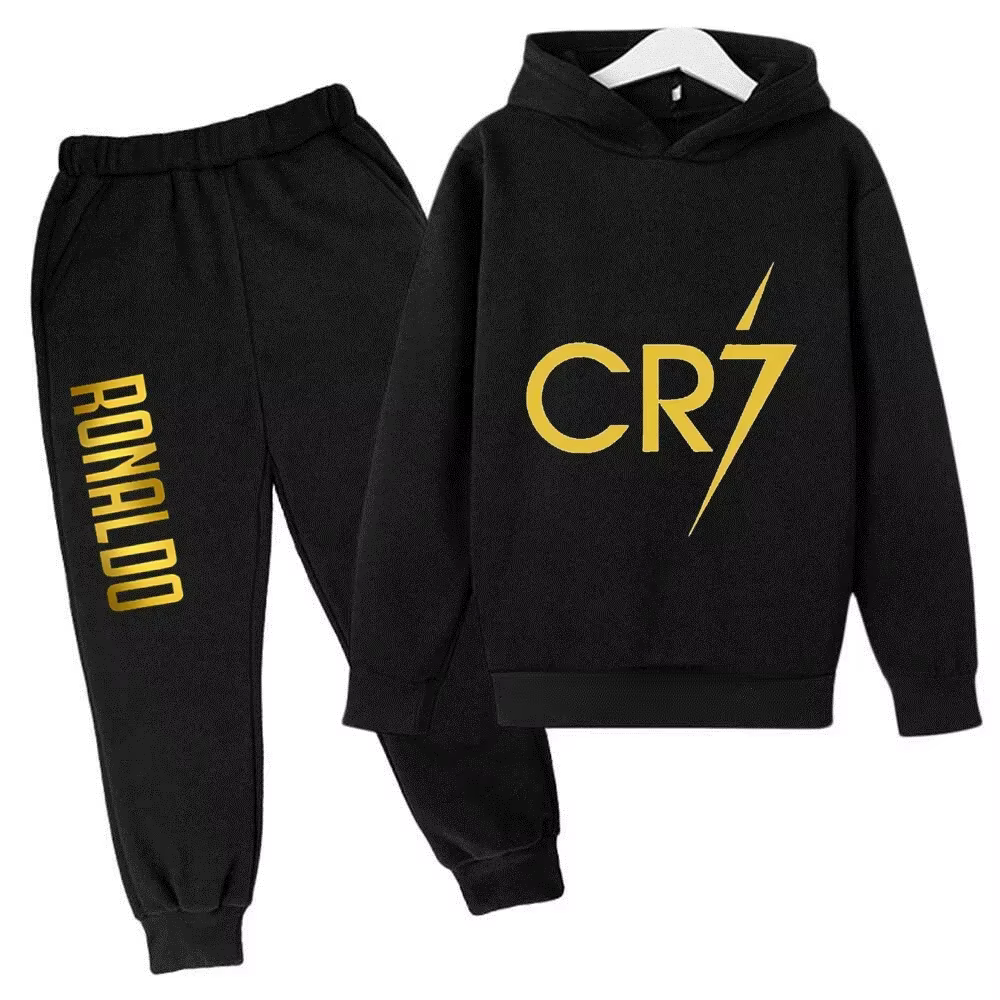 Ensemble de survêtement pour enfants Ronaldo CR7, imprimé, 2 pièces, sweat à capuche et pantalon, vê