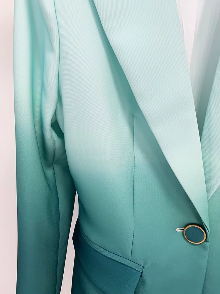 Ensemble de costume de créateur HIGH STREET, dernière mode 2026, pour femme, imprimé dégradé, blazer