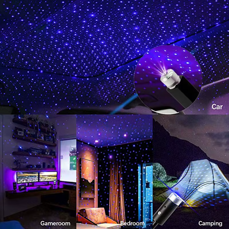 LED ciel étoilé lampe voiture Laser étoile toit lumière 5V USB alimenté galaxie étoile atmosphère lu