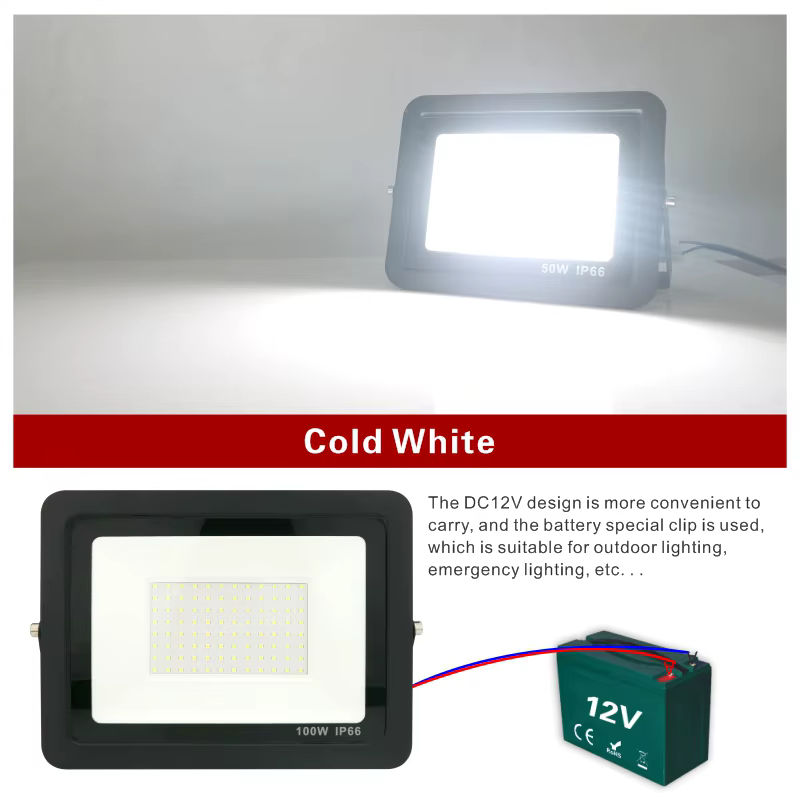 DC12V Led projecteur 20W 30W 50W 100W projecteur extérieur IP66 réflecteur de lumière étanche Portab