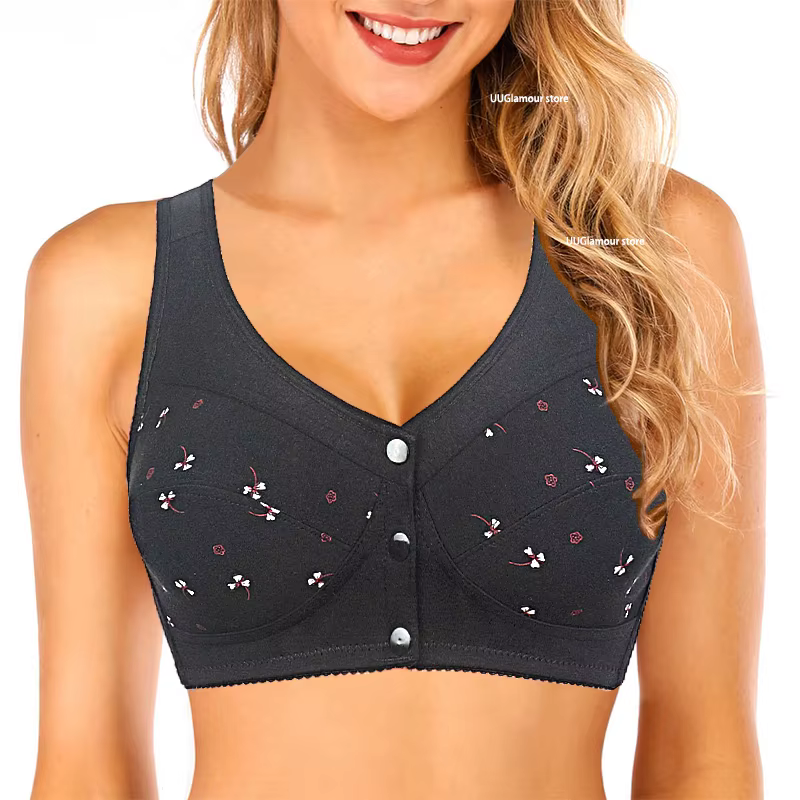 Soutien-gorge en coton pour femmes, sans fil, fermeture frontale, sous-vêtements confortables, pour