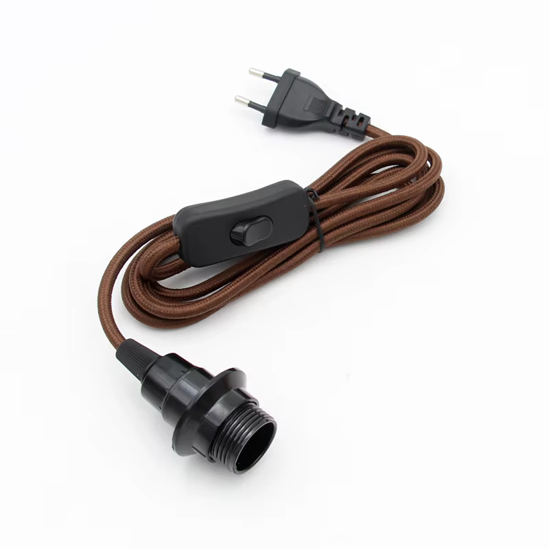 Cordon d'alimentation Standard ue de 2m avec interrupteur, support d'ampoule E14, douille de lampe p