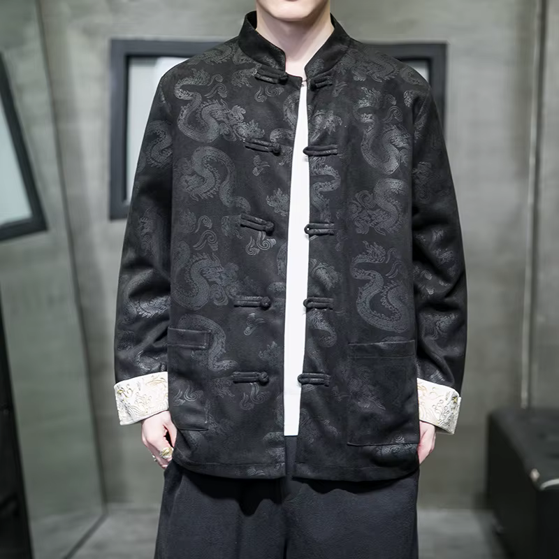 Veste Tang pour hommes, nouvelle collection automne hiver, Style chinois, Vintage, boucle à disque,