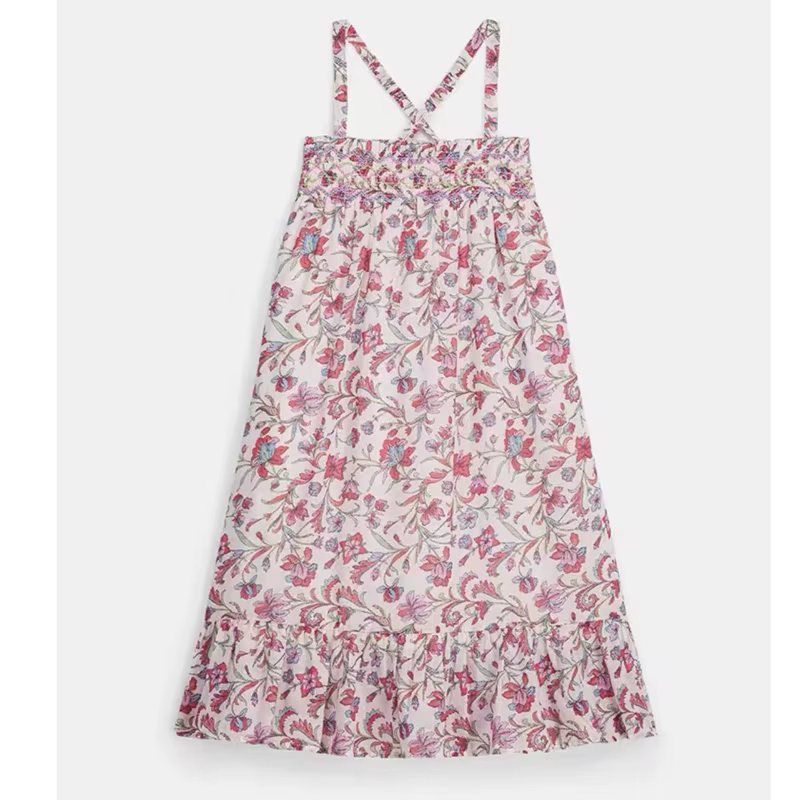 Pré-vente (expédition en mars) 2026 LM Robes d'été pour bébés filles, imprimé floral, en coton, vête