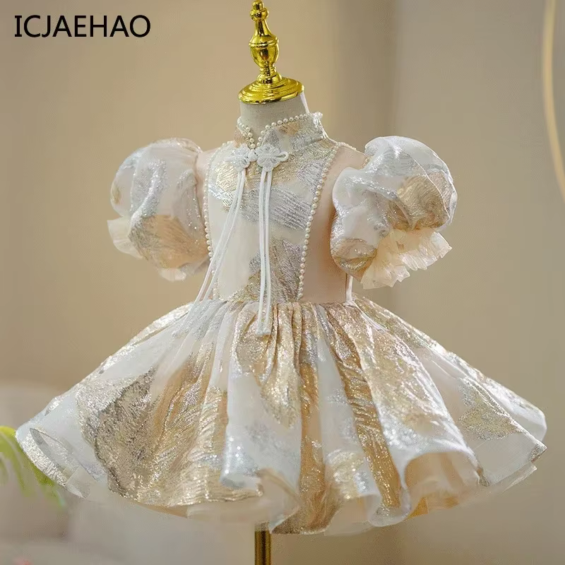 Top princesse mariage fête d'anniversaire luxe robe de soirée courte enfant broderie Champa enfants 