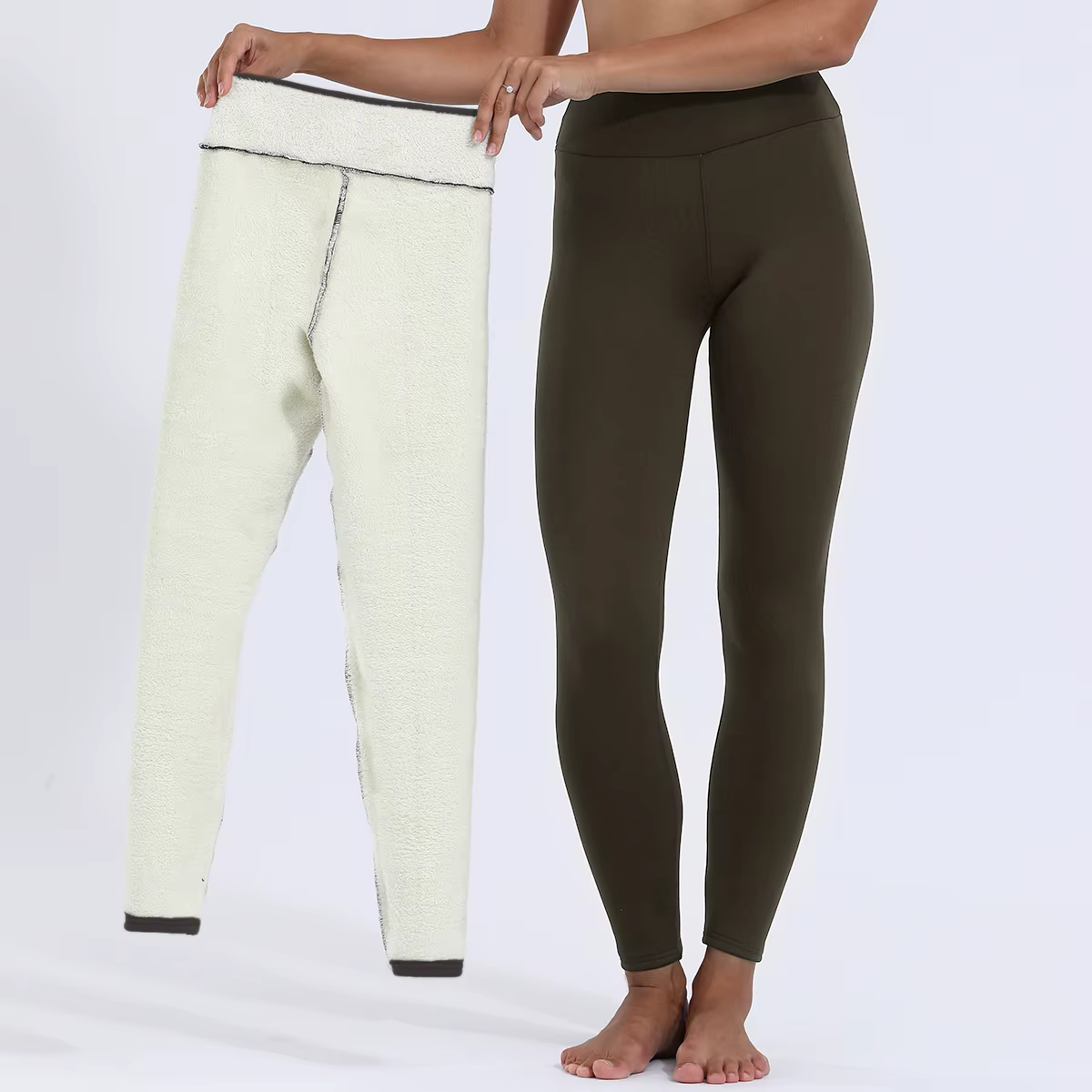 Femmes hiver Plus velours Stretch Leggings taille haute Leggings chauds femmes décontracté épais hiv