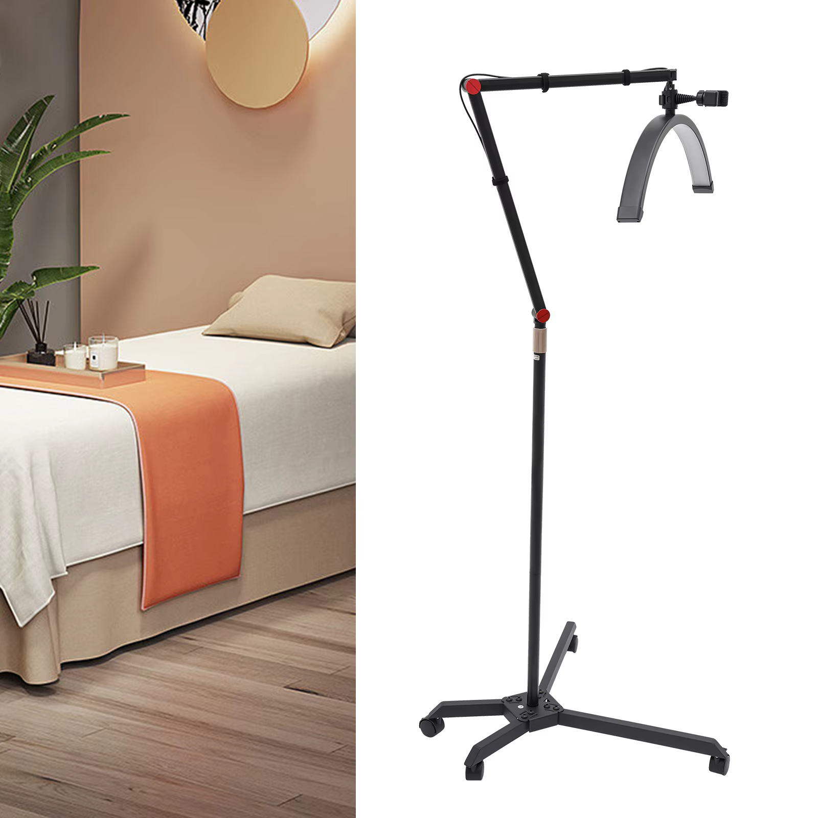 Lampe LED 36W pour extensions de cils, hauteur réglable, 360° ° Lampe à ongles rotative sur roulet