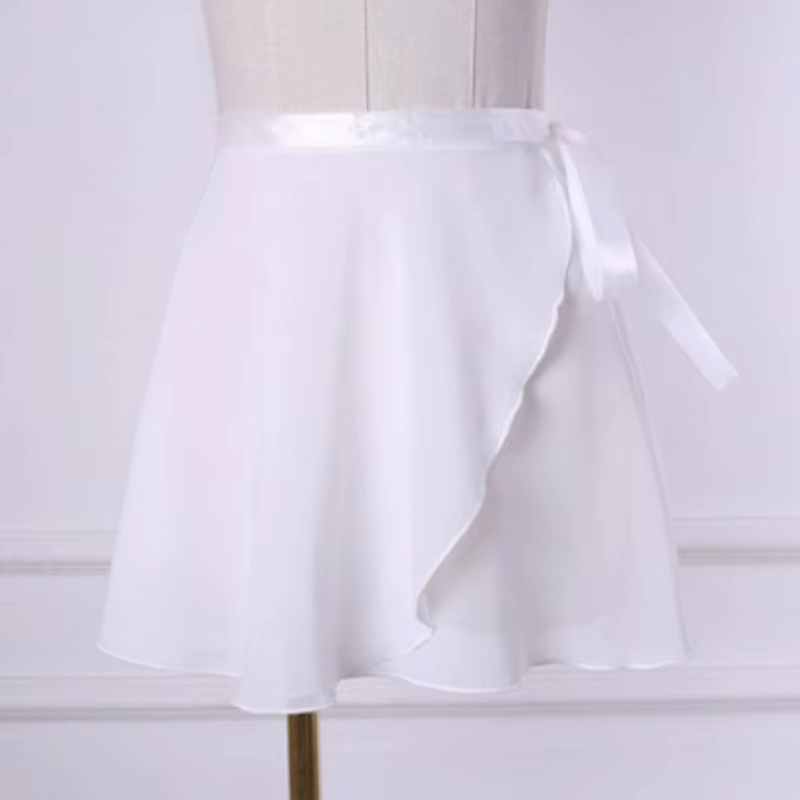 Jupes portefeuille Ballet pour femmes, jupe asymétrique en mousseline soie pour filles