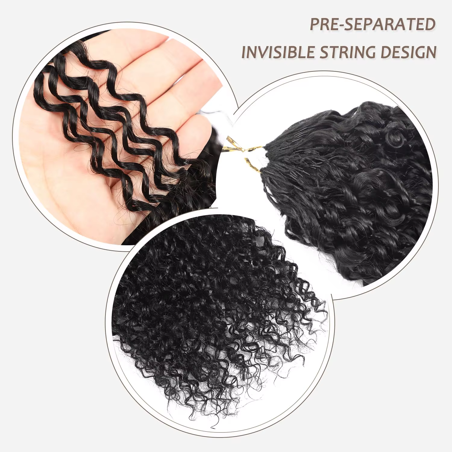 Cheveux humains bouclés birmans pré-bouclés au crochet, 24 pouces, ondulations profondes, pour femme