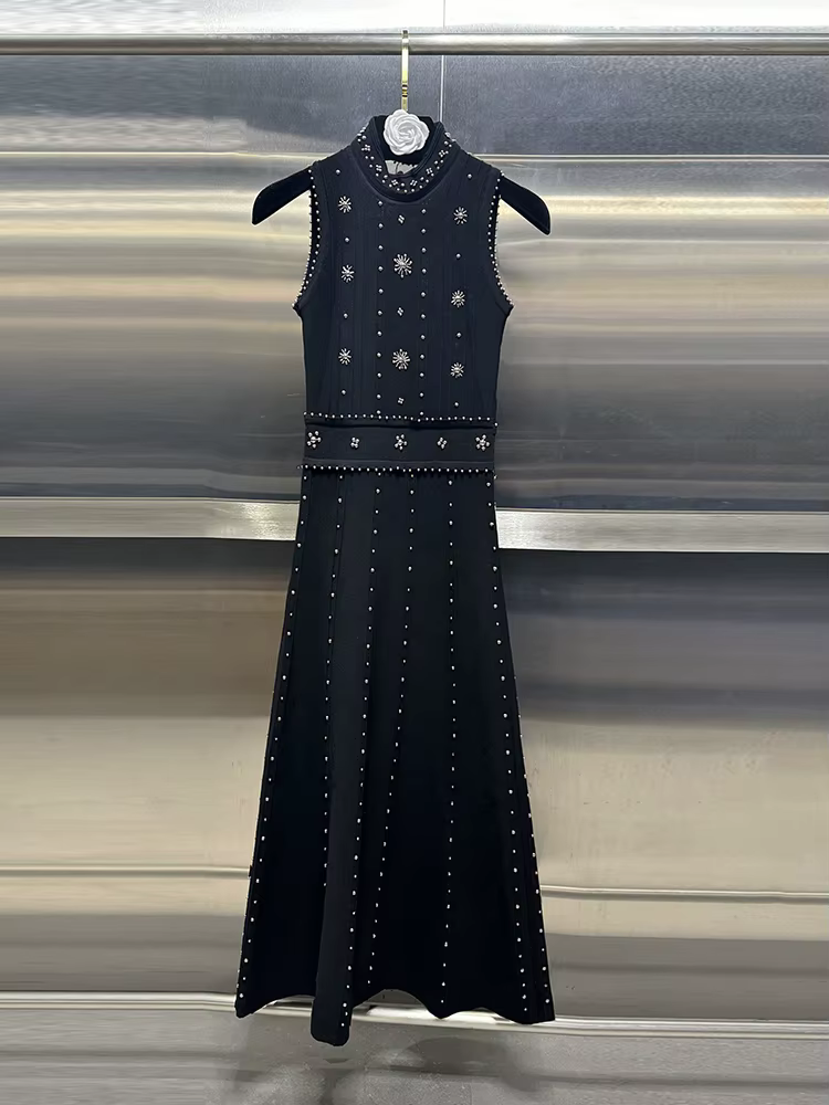 TWOTWurea-Robe évasée brodée en patchwork YLE pour femme, mini robe taille haute, col rond, mode fém