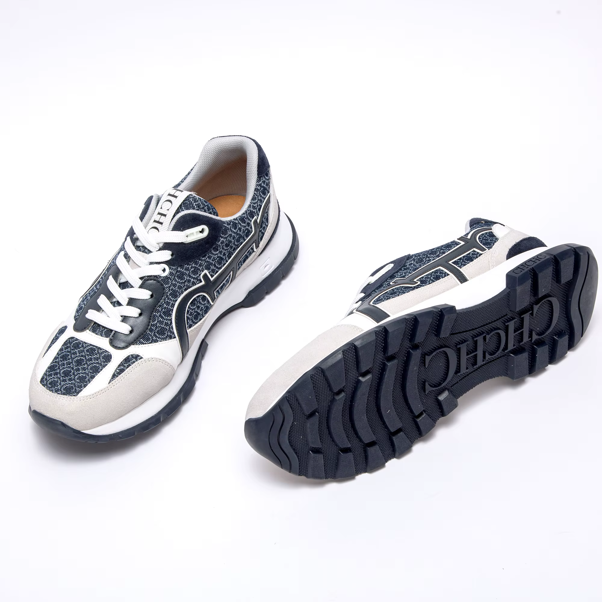 CHCH hommes chaussures décontractées automne nouveau cuir épissage maille chaussures de marche squel