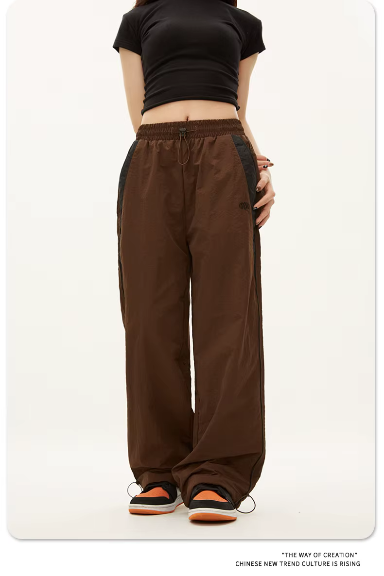 Y2K – pantalon ample Vintage pour femmes, mode Hip Hop, Baggy, taille haute, jambes larges, couleur 