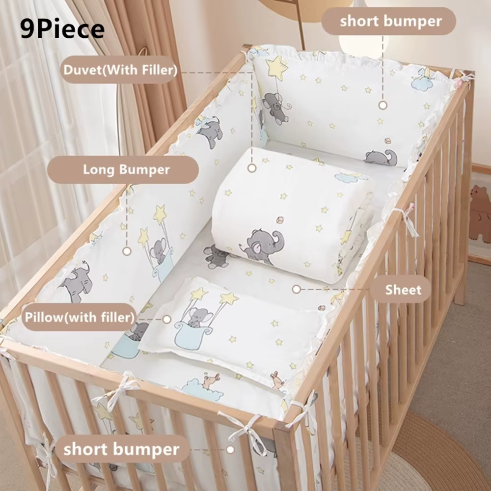 6/9 pièces éléphant berceau bébé ensemble de literie coton berceau pare-chocs bébé lit ensembles nou