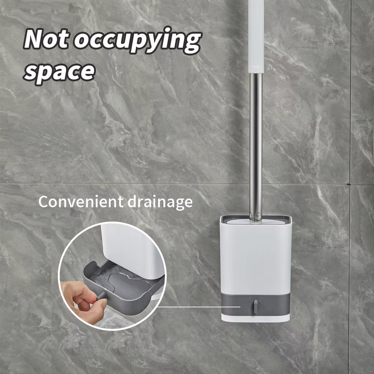 WORTHBUY Brosse de toilette murale sans poinçon avec base inable de proximité, longue poignée, livre