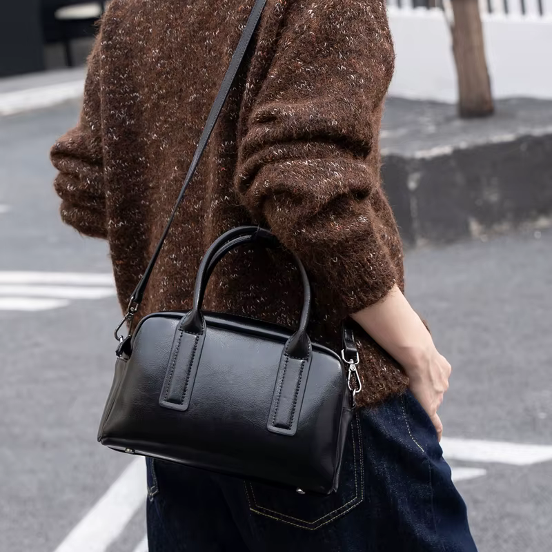 Sacs à bandoulière en cuir véritable de haute qualité pour femmes, sac à bandoulière en cuir ciré, s