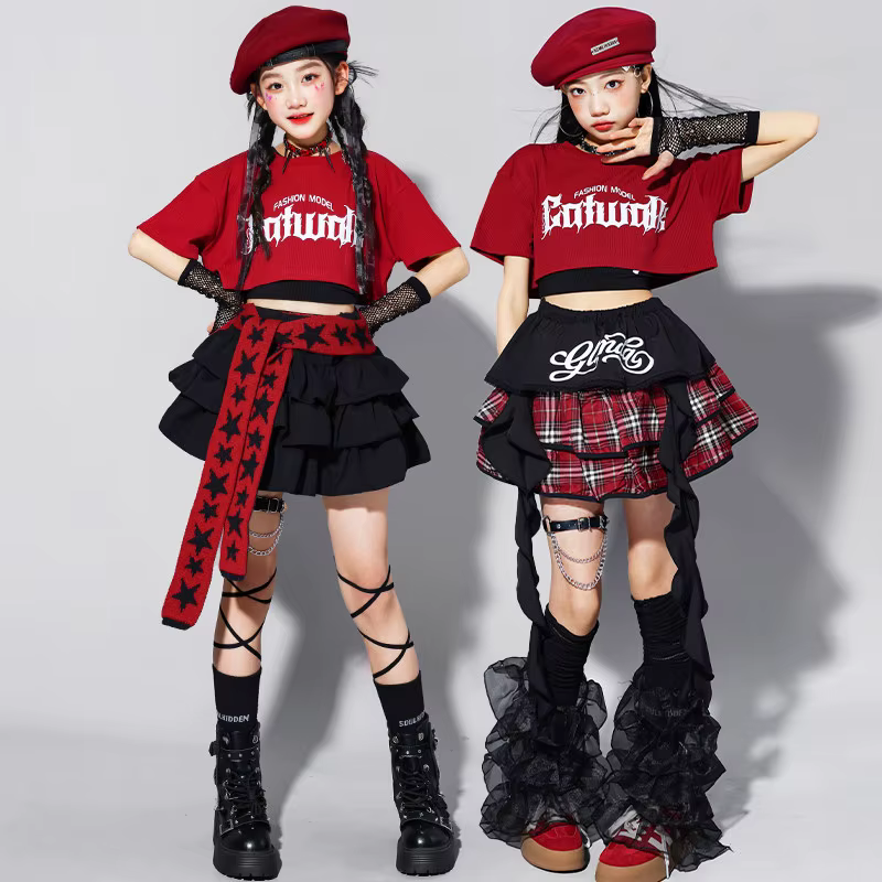 Ensemble de vêtements d'été pour filles, style K-pop, crop top, jupes à volants, costume de danse de