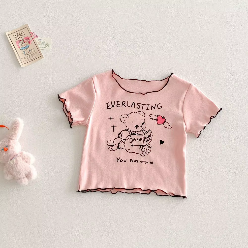 Vêtements décontractés pour bébés de 18 à 5 ans, T-shirt à manches courtes imprimé Animal de dessin 