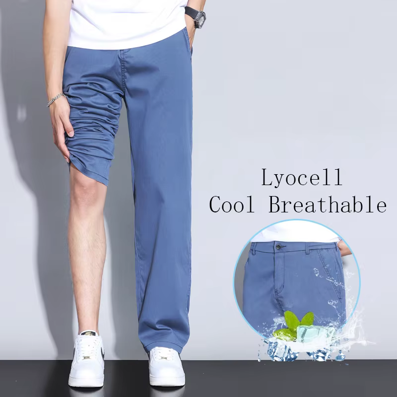 Jeans d'été en tissu Lyocell doux ultra-mince de haute qualité pour hommes, pantalons en denim droit