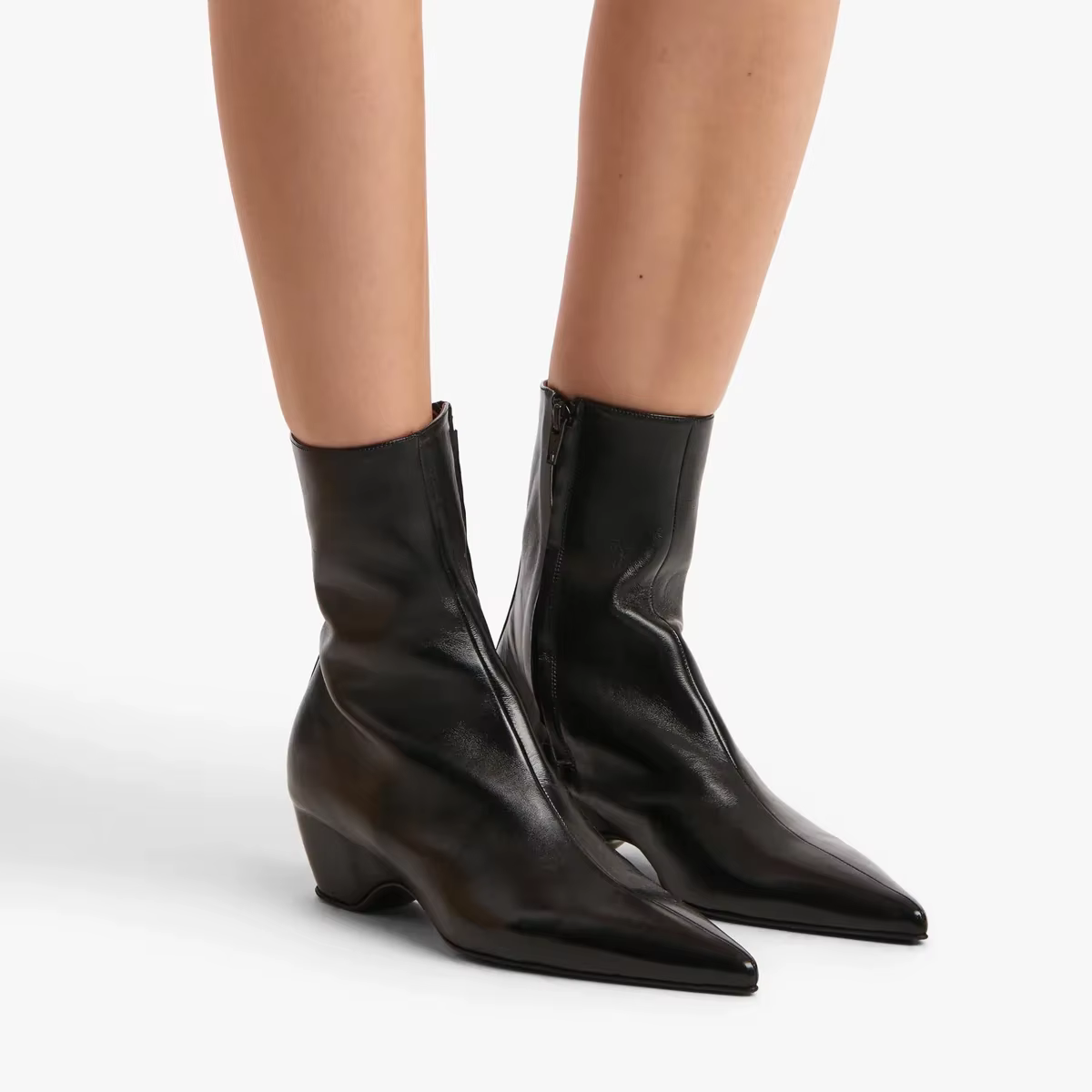 QUTAA mode nouvelles femmes bottines en cuir de vache chaussures d'hiver talons hauts compensés auto