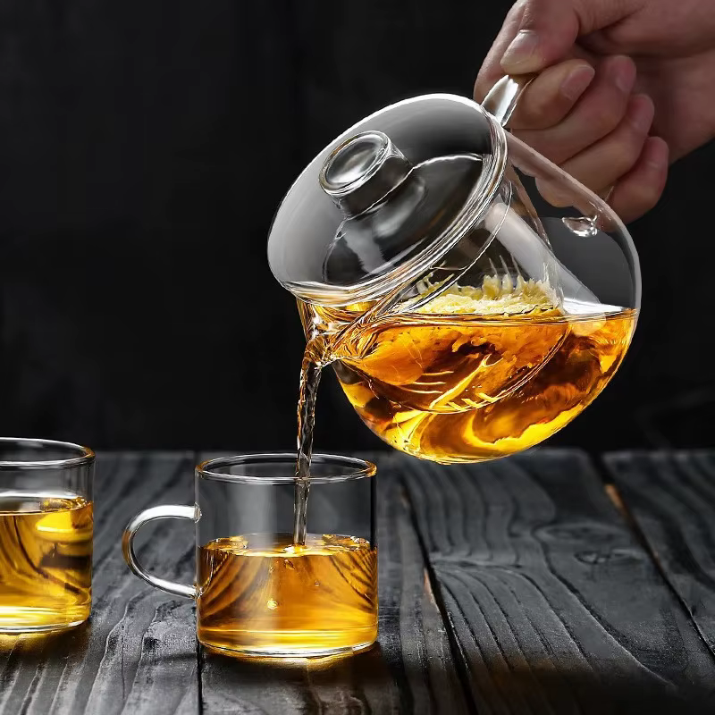 Théière en verre YWDL en forme de pingouin, ensemble de théière transparente pour cérémonie du thé c