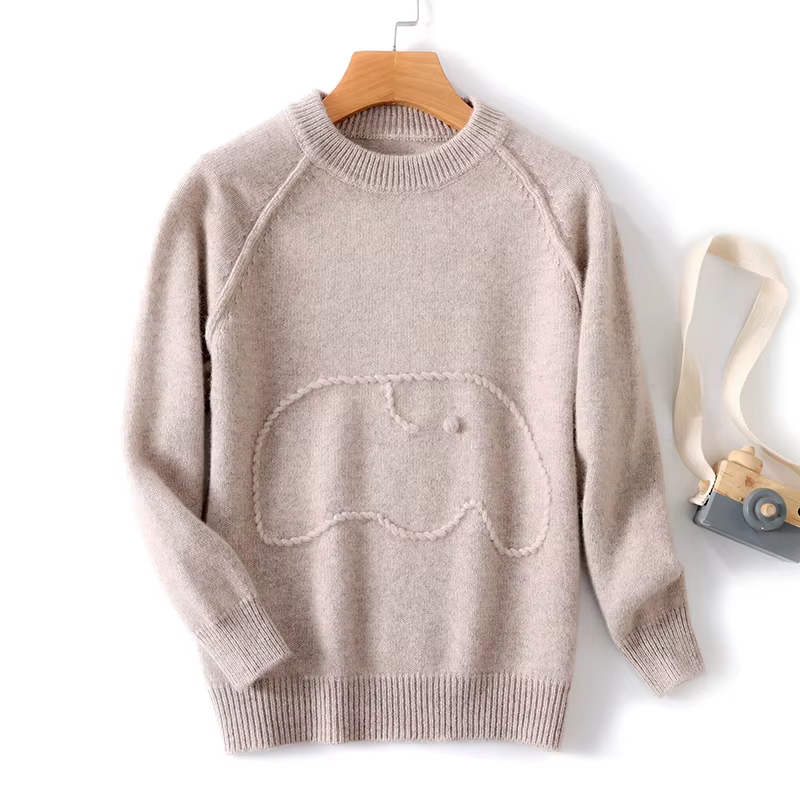 Pull en laine Pure pour enfants pull à col rond basique automne hiver épais garçons filles 100% lain