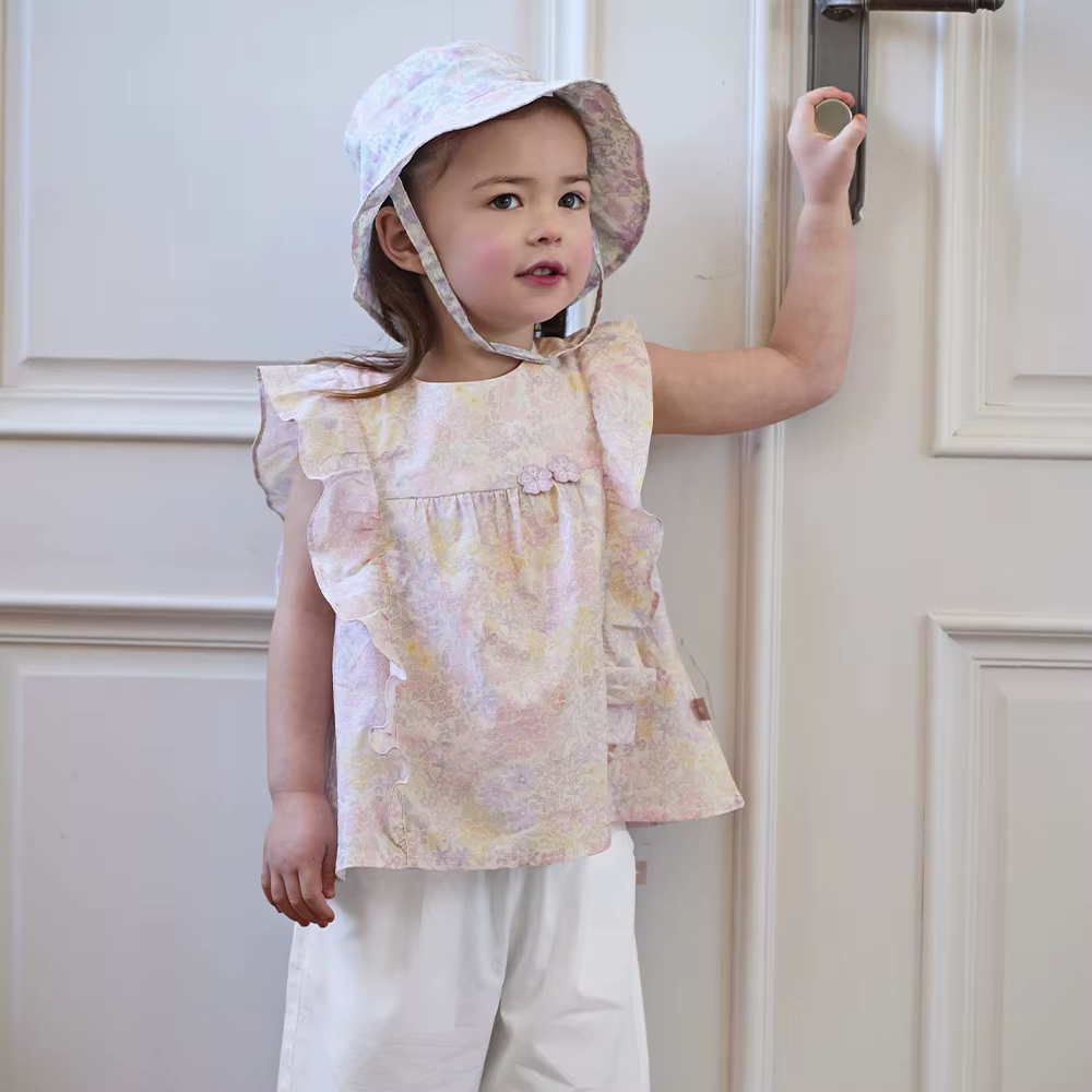 Ensemble haut et pantalon pour filles Dave Bella, costume d'été pour enfants, imprimé floral, élasti