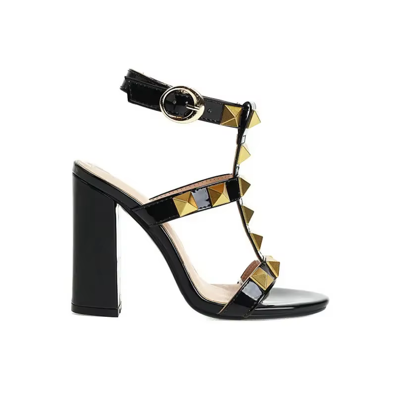 Luxe été Sexy pansement bloc talons hauts femmes chaussures blanc Extra grande taille 45 46 47 femme