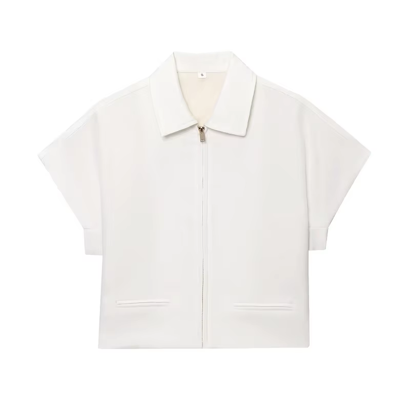 MUJER Veste courte femme manches courtes vestes universitaire pour femme été fermeture éclair nouvea