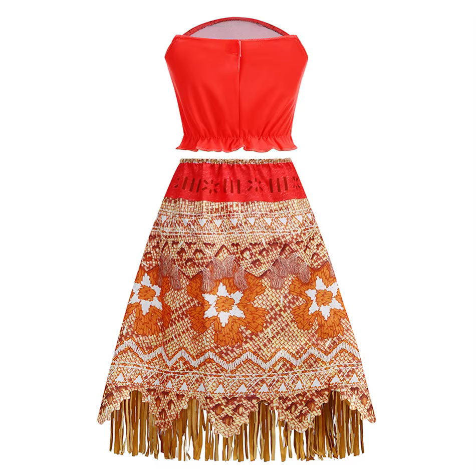 Robe Disney Moana pour enfants filles, princesse Vaiana, Cosplay, carnaval, couvre-chef de fête d'an