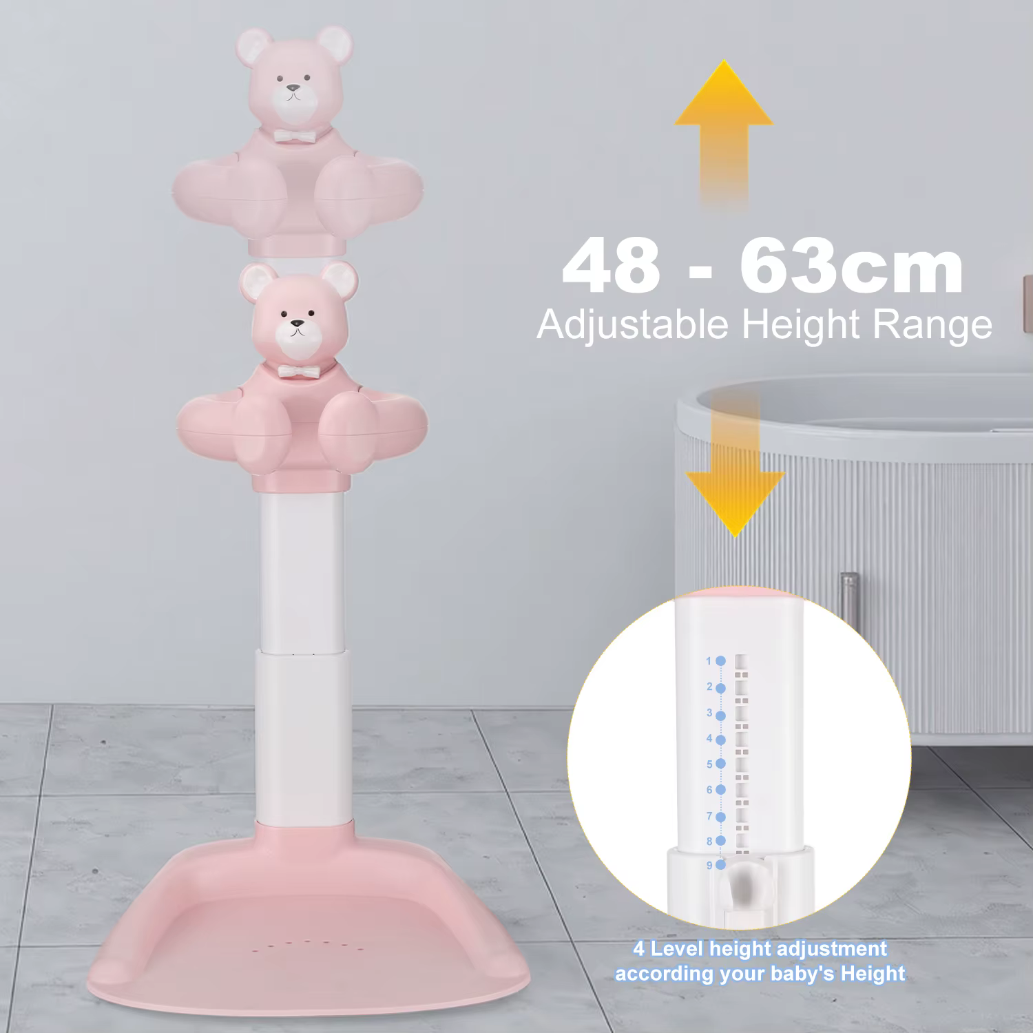Support de bain pour bébé, Assistant de bain pour bébé, Support de bain avec hauteur et accoudoir ré