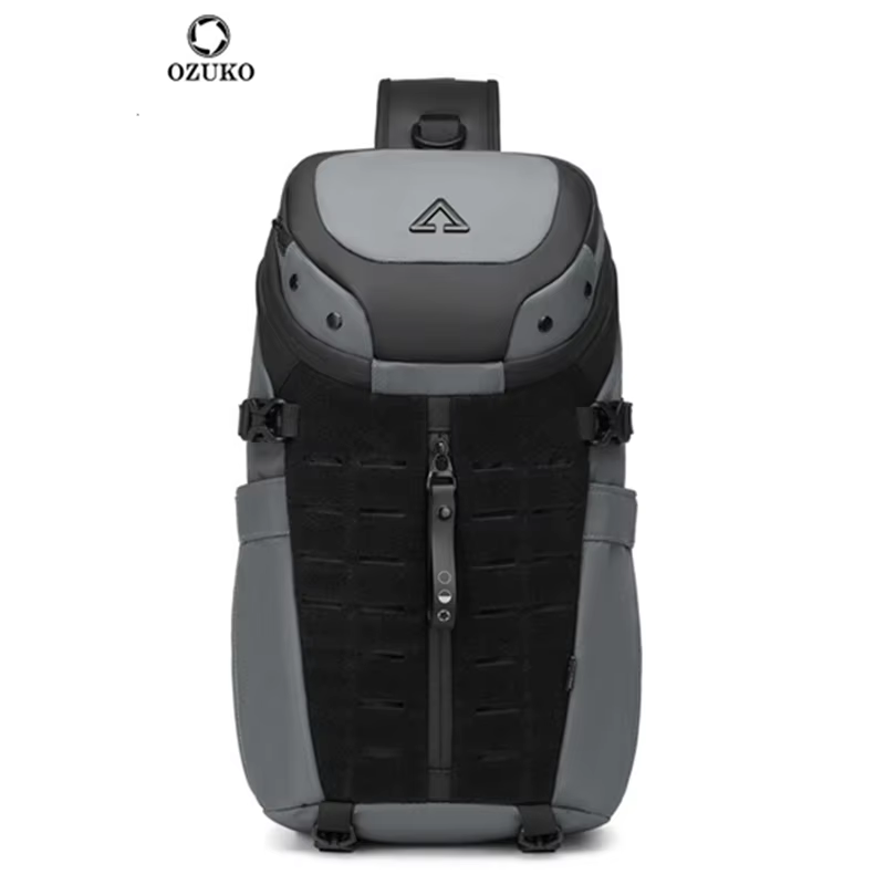 Ozuko-Sac à bandoulière étanche pour homme, sac de poitrine, sac à bandoulière antivol, USB, message