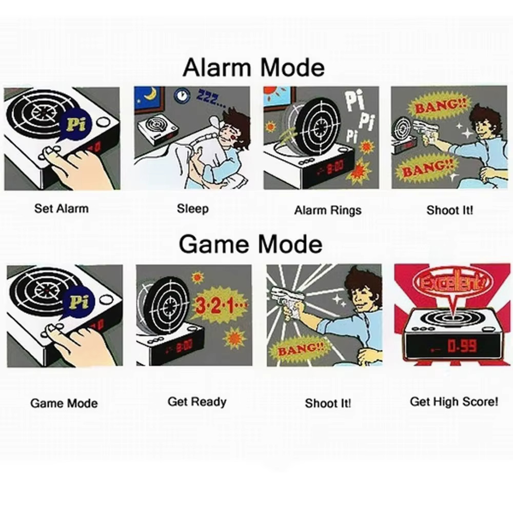 Horloge de bureau électronique, pistolet numérique, réveil, Gadget cible, tournage Laser pour les no