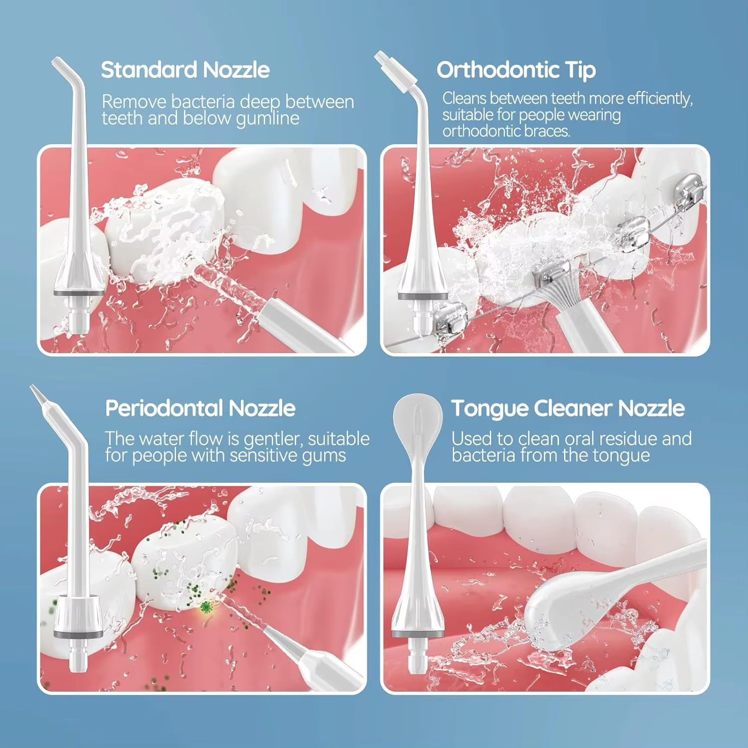 Embouts de remplacement pour COSLUS/Oralfree/Nicwell/Nicefeel/Mospro/Zerhunt, irrigateur buccal, têt