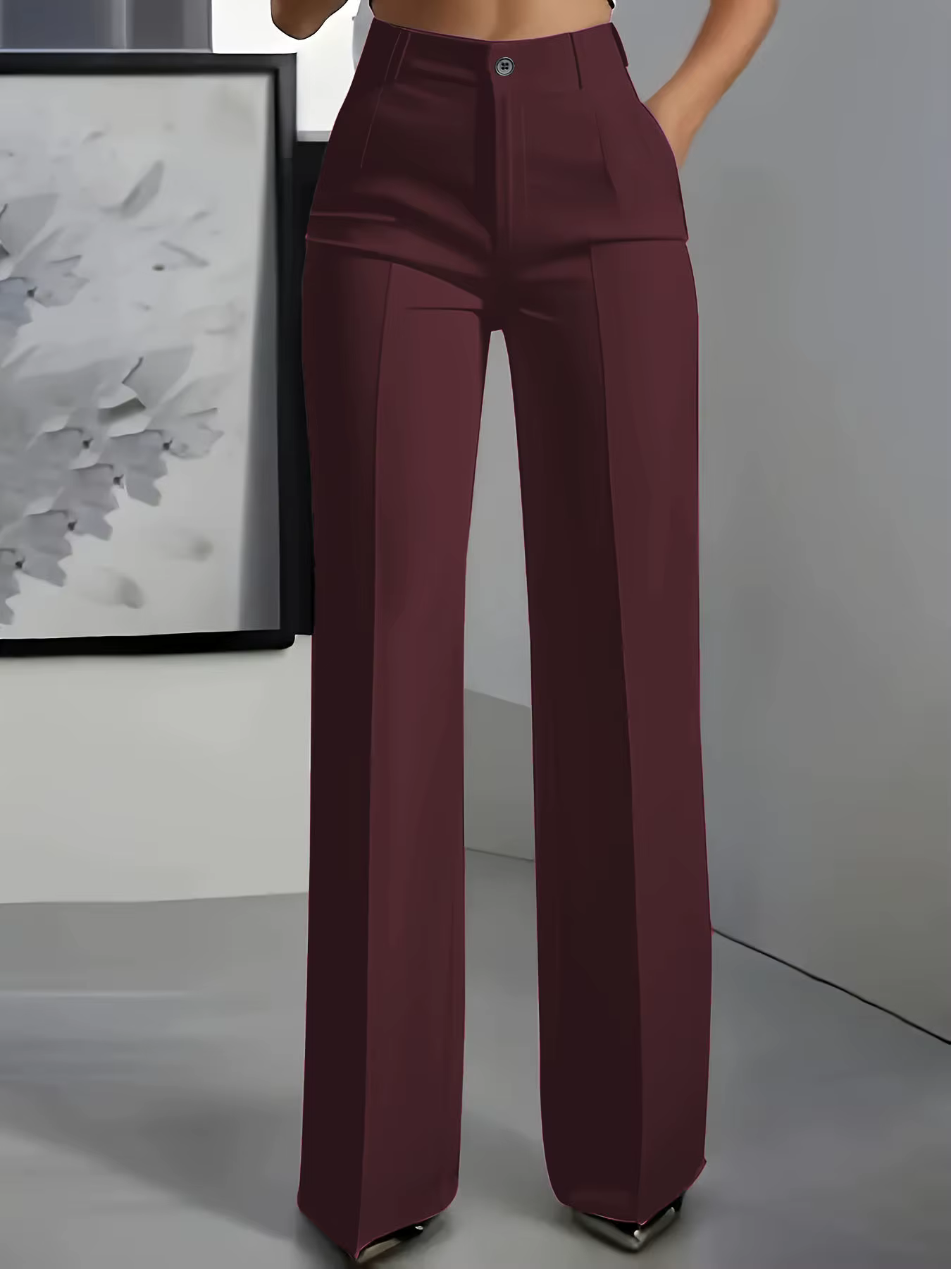 Pantalon de costume simple taille haute, drapé, coupe droite, transfrontalier européen et américain 