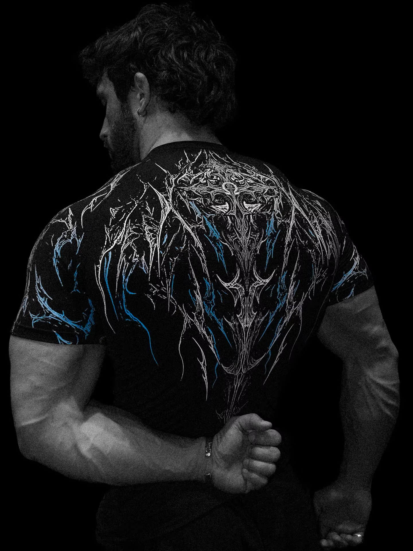 T-shirt de sport imprimé à compression à séchage rapide pour homme Dark Dragon Slayer, nouvelle coll