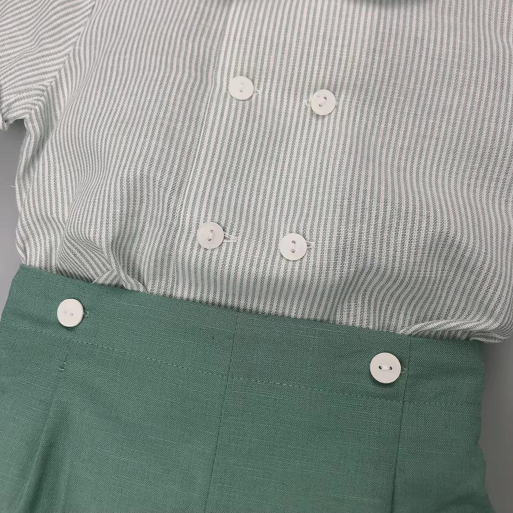 Boutique de vêtements pour enfants, tenue à rayures pour garçons et filles, ensemble en coton et lin