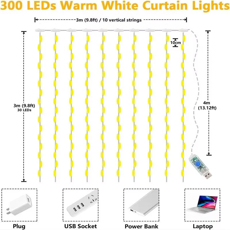 Guirxiété lumineuse LED USB pour décoration de jardin, lampe de guirxiété de vacances, nickel é, mai