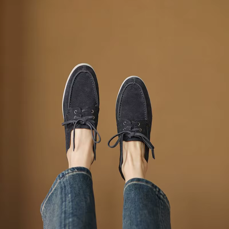 Chaussures plates pour femmes en daim de vache, taille 34-42, neuves, lacets, printemps automne, cha