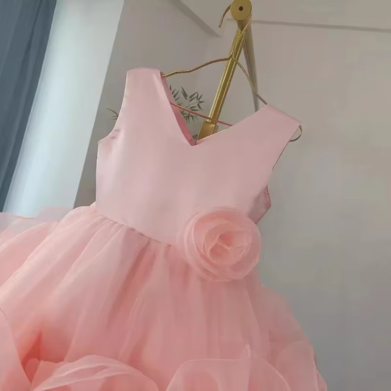 Robe de performance pour filles 2026, nouvelle tendance rose sans manches, pour événements formels,