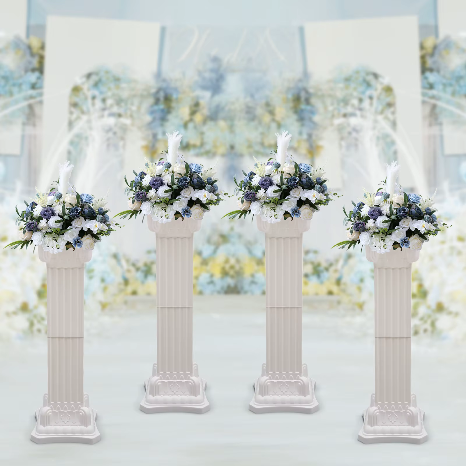 Colonne de support de fleurs de fête de pilier romain de mariage, décor de fond en plastique, décora