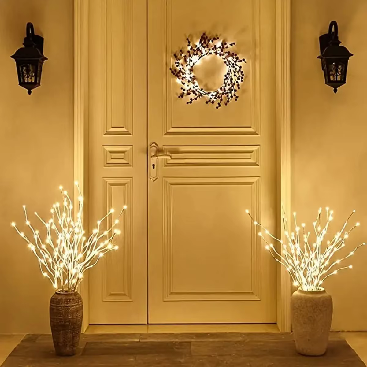 Lumière LED de branche de bouleau blanc, lumières de fête à piles, décoration de mariage, lumières e