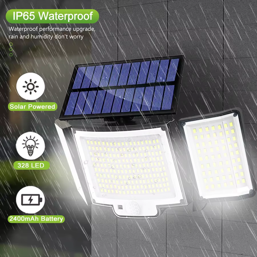 Lumière solaire extérieure 328/348 LED, capteur de mouvement Super lumineux intégré, forte puissance