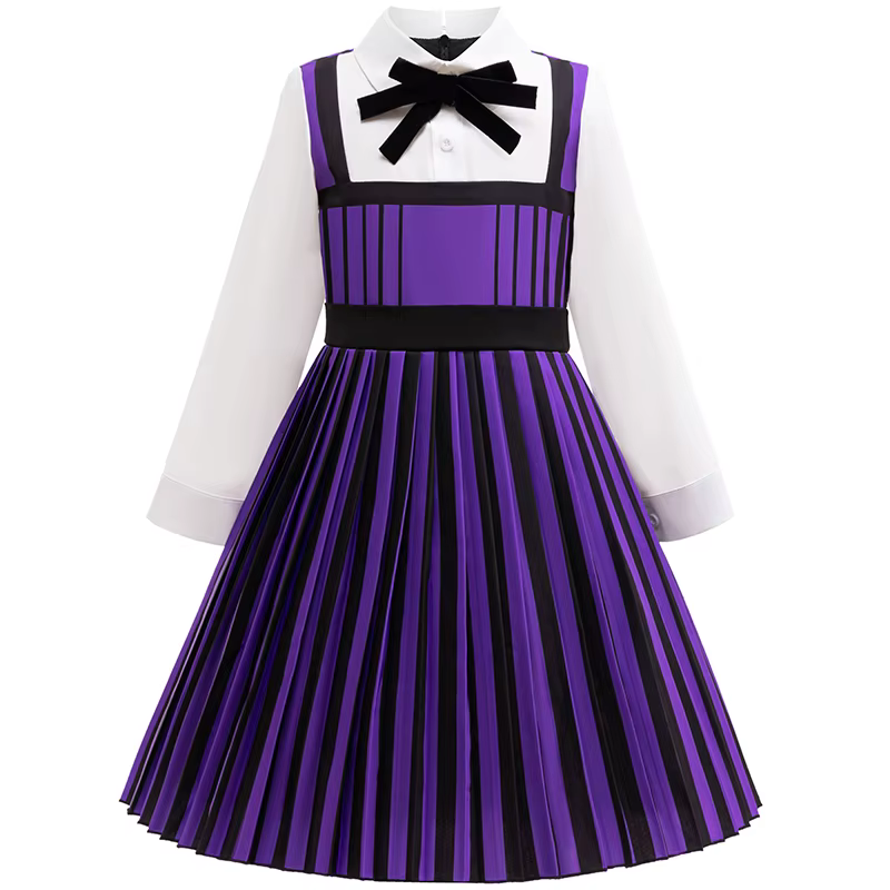 Vêtements pour enfants filles, 2 pièces, Costume d'halloween Cosplay du mercredi Enid, robes de fête
